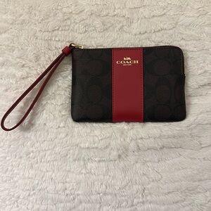 Coach Wristlet- Brown and Red - NWT